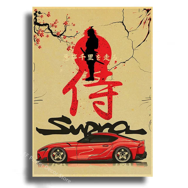 Japanese Cars Samurai Painting