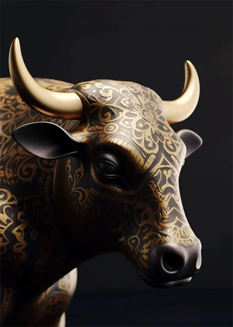 Black Gold Animals Canvas Painting