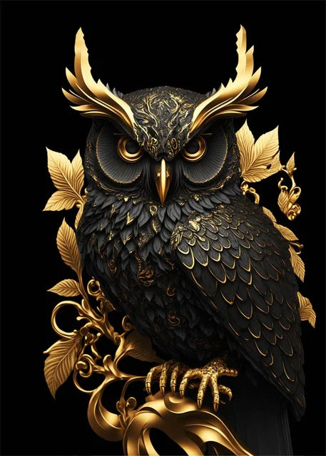 Black Gold Animals Canvas Painting