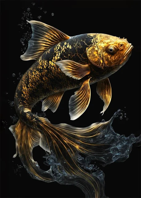 Black Gold Animals Canvas Painting
