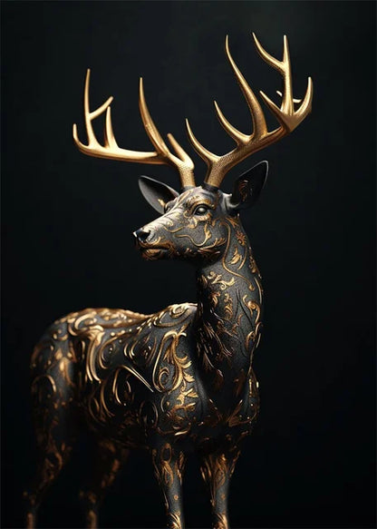 Black Gold Animals Canvas Painting