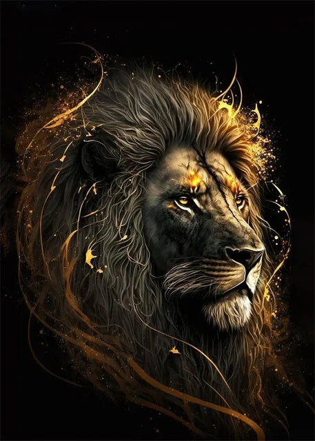 Black Gold Animals Canvas Painting