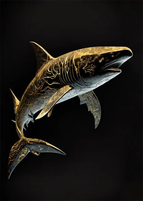 Black Gold Animals Canvas Painting