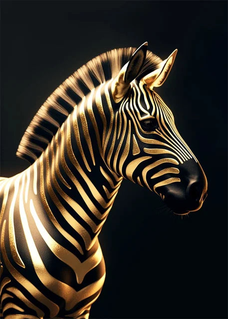 Black Gold Animals Canvas Painting