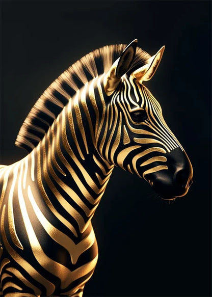 Black Gold Animals Canvas Painting
