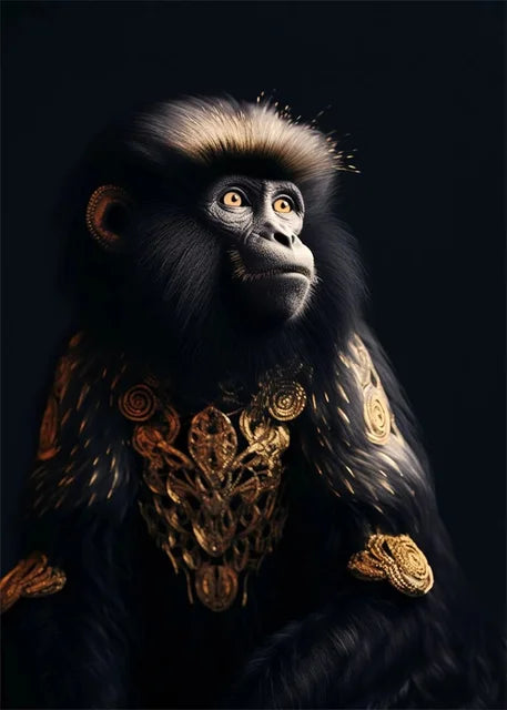 Black Gold Animals Canvas Painting
