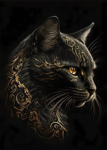 Black Gold Animals Canvas Painting
