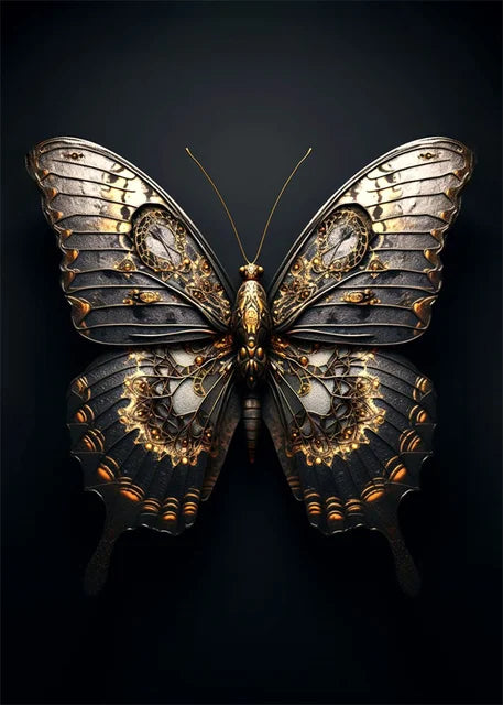 Black Gold Animals Canvas Painting
