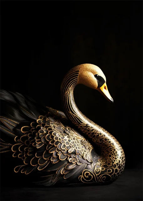 Black Gold Animals Canvas Painting