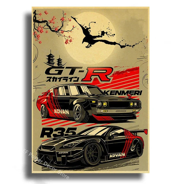 Japanese Cars Samurai Painting