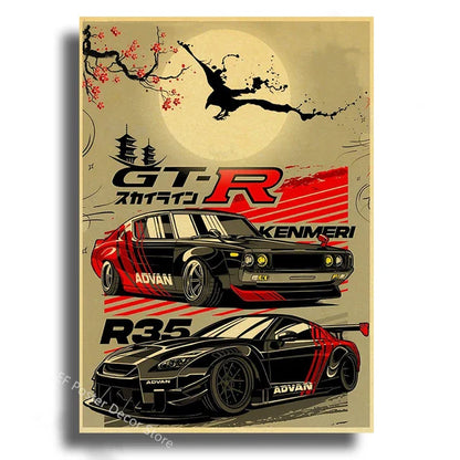 Japanese Cars Samurai Painting