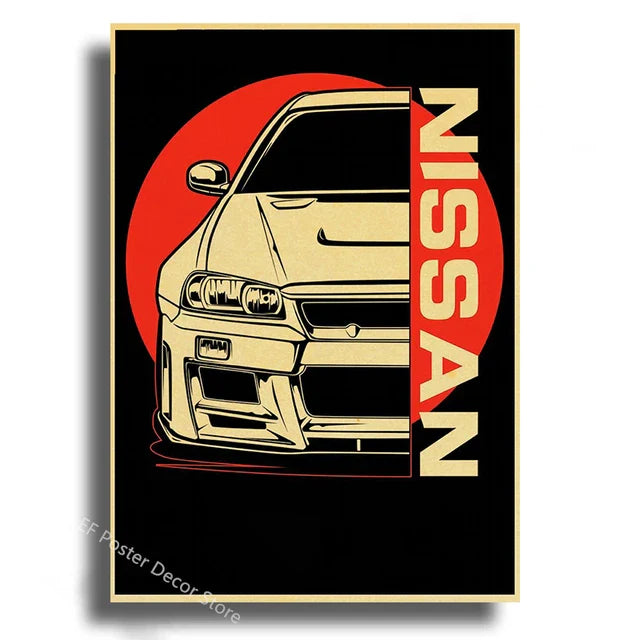 Japanese Cars Samurai Painting