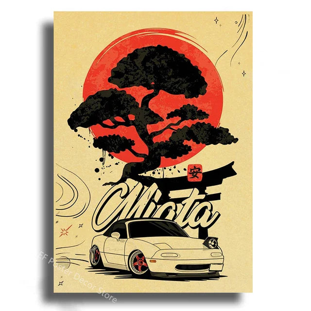 Japanese Cars Samurai Painting