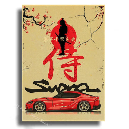 Japanese Cars Samurai Painting