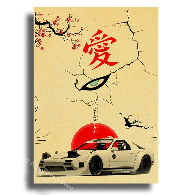 Japanese Cars Samurai Painting