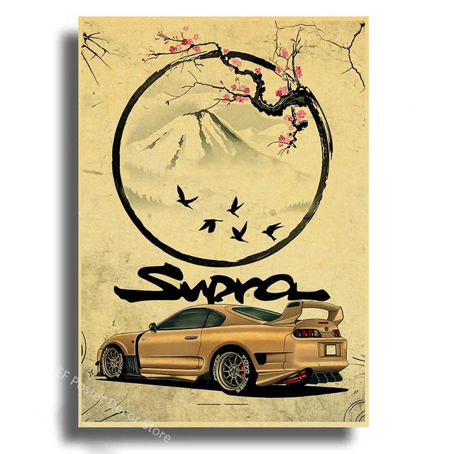 Japanese Cars Samurai Painting