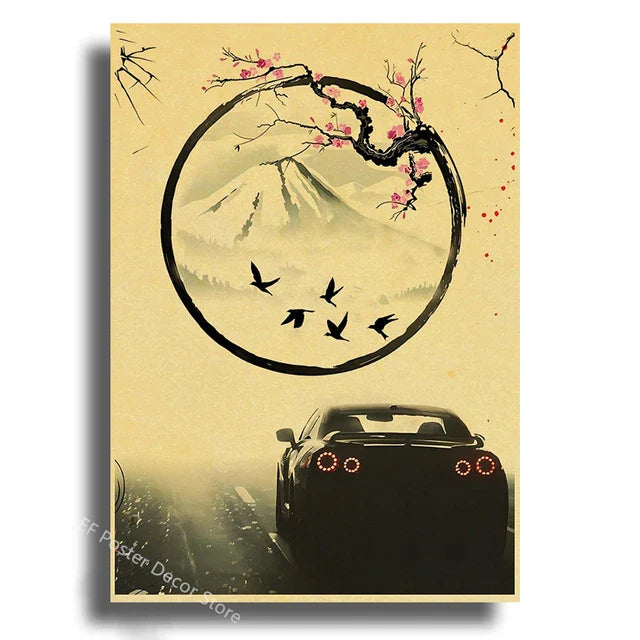 Japanese Cars Samurai Painting