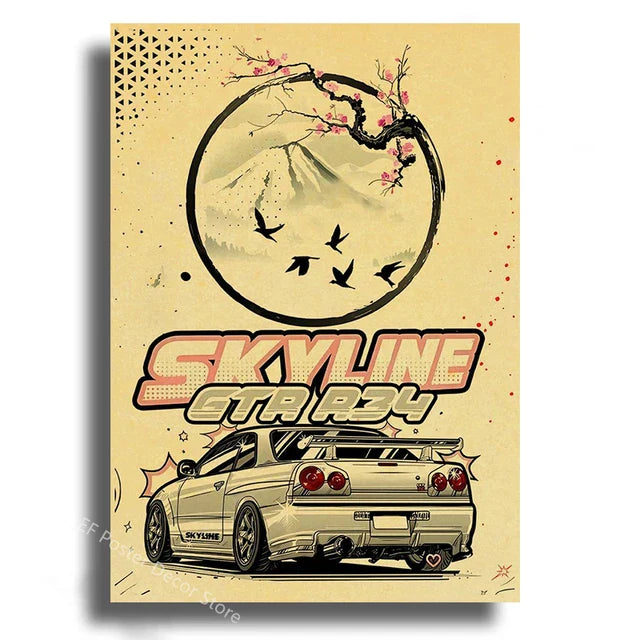 Japanese Cars Samurai Painting