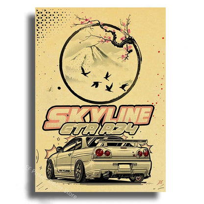 Japanese Cars Samurai Painting