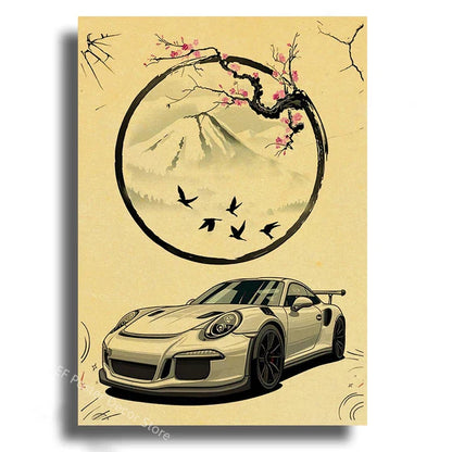 Japanese Cars Samurai Painting