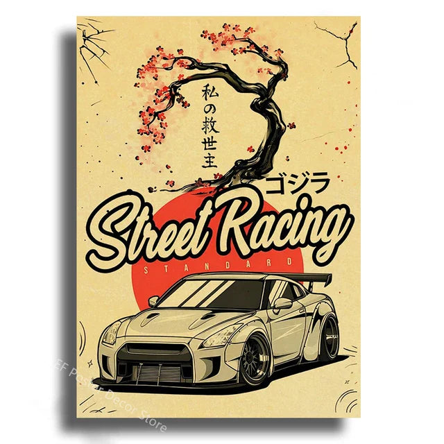 Japanese Cars Samurai Painting
