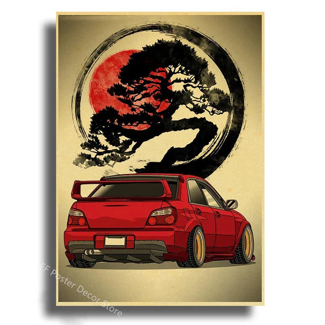 Japanese Cars Samurai Painting
