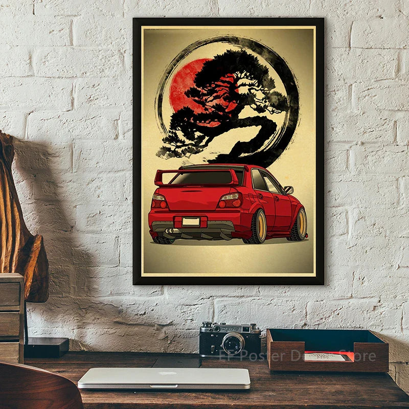 Japanese Cars Samurai Painting