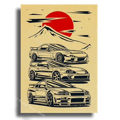 Japanese Cars Samurai Painting